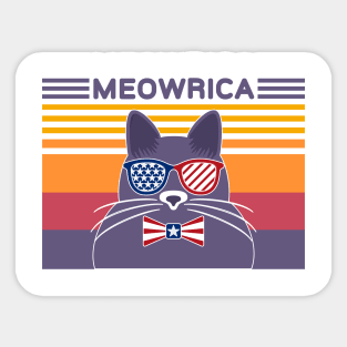 Meowrica Patriotic Cat Vintage Sticker